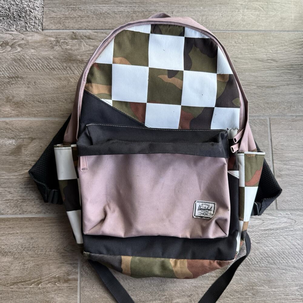 Herschel Supply Co Backpack Pink Camo Checkerboard Black Laptop School Bag